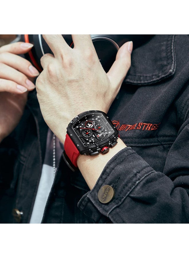 MF MINI FOCUS Watch for Men Wristwatch Fashion Hollow Big Dial Luminous Waterproof Sport Analog Quartz Business Chronograph Mens Watches Blue Silicon Strap Dress Watch - Image 2