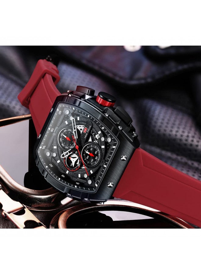 MF MINI FOCUS Watch for Men Wristwatch Fashion Hollow Big Dial Luminous Waterproof Sport Analog Quartz Business Chronograph Mens Watches Blue Silicon Strap Dress Watch - Image 3