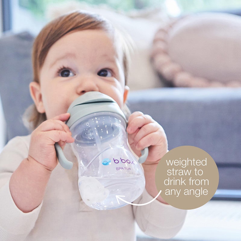 B.Box Leakproof Sippy Cup with Weighted Straw | 240ml (8.1 fl oz) | BPA Free | Easy Grip Handles | For Babies & Toddlers – Ocean - Image 3