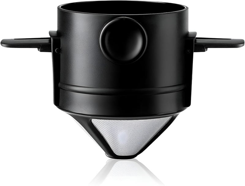 Double Mesh Filter - Collapsible Reusable Stainless Steel Pour Over Coffee Filter Cone Portafilter, Lightweight and Portable Design Ensures Great Taste for Coffee Lovers Travel Camping - Image 1
