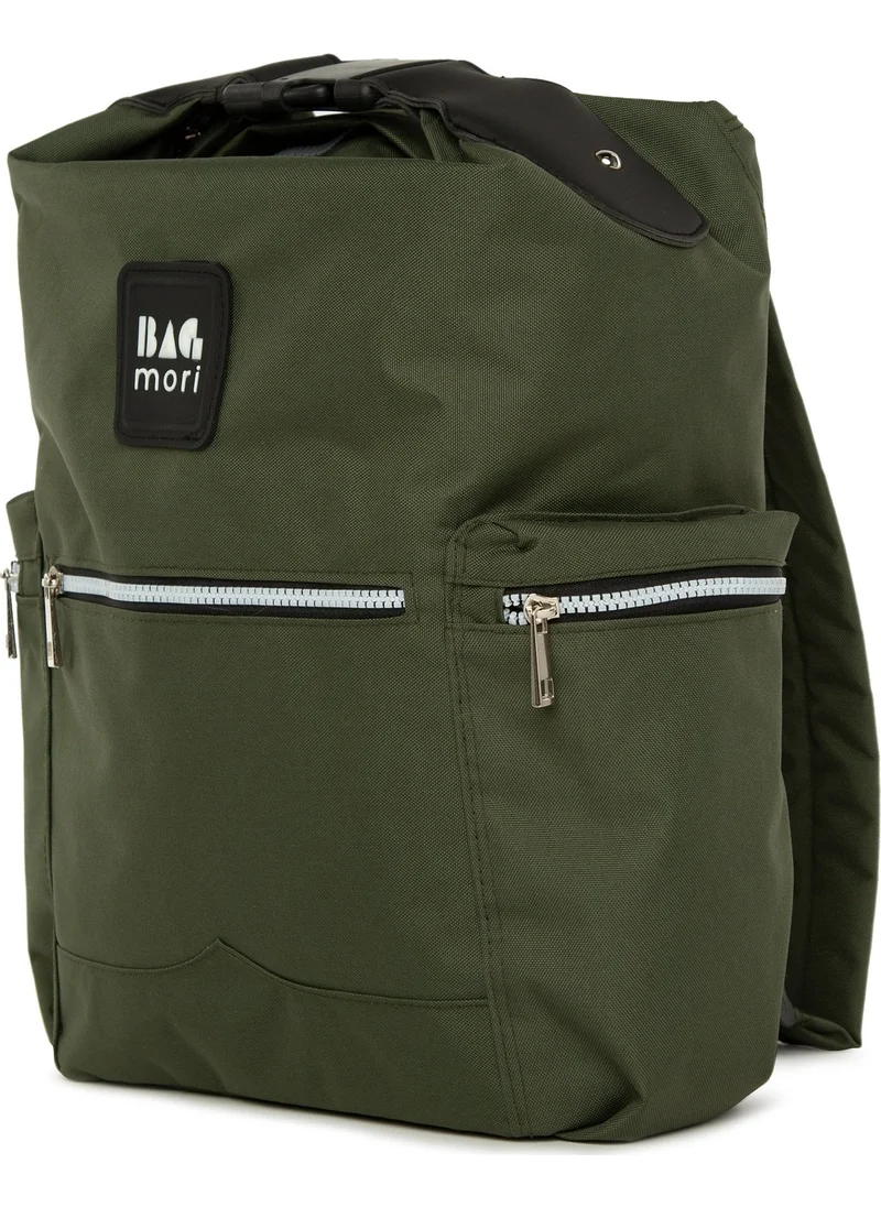 Bagmori Khaki Backpack with Belt Holder Pocket