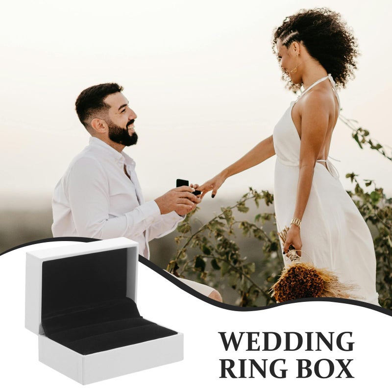 Hard Flip Top Rectangular Ring Case 7 5x5x3 5cm Wedding Proposal Engagement Jewelry Box For Couples - Image 4