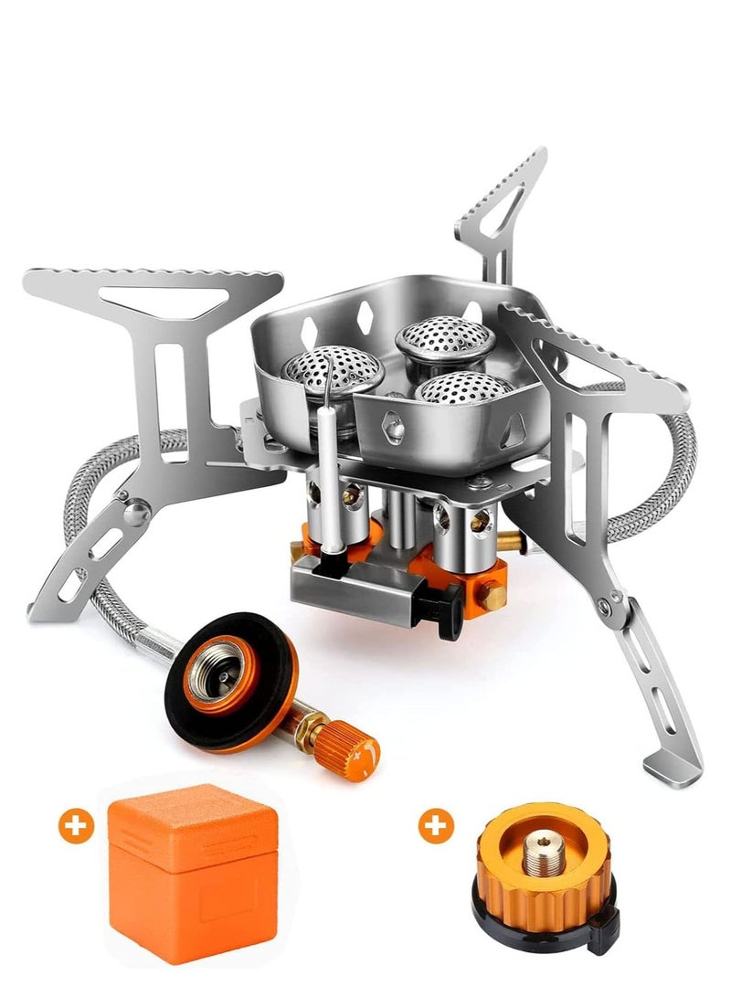 Captaintech Windproof Camping Gas Stove Portable Outdoor Camping Furnace Folding Wild Camp Gas Burner Backpacking Stove Suitable for Hiking Camping Trekking and Picnic 5800W - Image 1