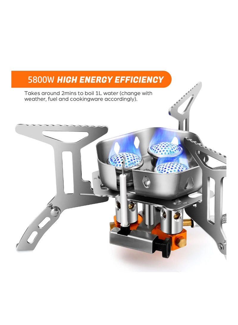 Captaintech Windproof Camping Gas Stove Portable Outdoor Camping Furnace Folding Wild Camp Gas Burner Backpacking Stove Suitable for Hiking Camping Trekking and Picnic 5800W - Image 2