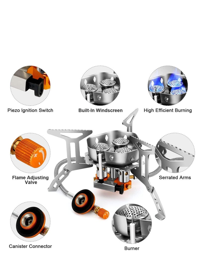 Captaintech Windproof Camping Gas Stove Portable Outdoor Camping Furnace Folding Wild Camp Gas Burner Backpacking Stove Suitable for Hiking Camping Trekking and Picnic 5800W - Image 4