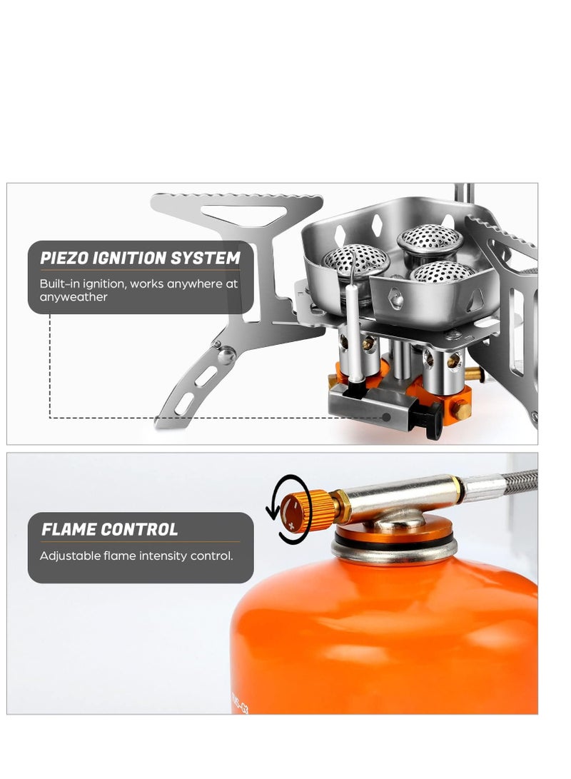 Captaintech Windproof Camping Gas Stove Portable Outdoor Camping Furnace Folding Wild Camp Gas Burner Backpacking Stove Suitable for Hiking Camping Trekking and Picnic 5800W - Image 3