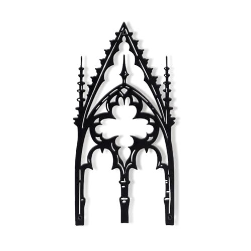 WOPARTY Gothic Cathedral Window Wall Art, Black Metal Decorative Panel, 11.8 x 5.91 Inches, Medieval Home Decor for Bedroom Living Room - Image 1