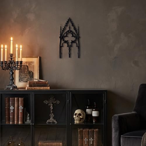 WOPARTY Gothic Cathedral Window Wall Art, Black Metal Decorative Panel, 11.8 x 5.91 Inches, Medieval Home Decor for Bedroom Living Room - Image 5