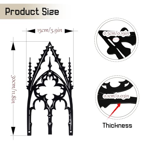 WOPARTY Gothic Cathedral Window Wall Art, Black Metal Decorative Panel, 11.8 x 5.91 Inches, Medieval Home Decor for Bedroom Living Room - Image 3