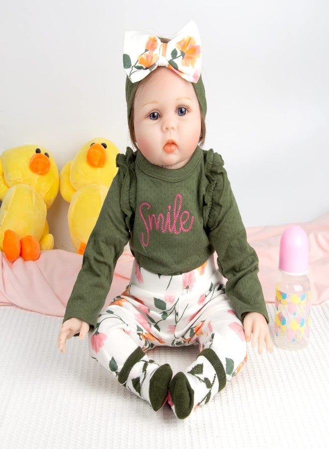 Pedolltree ملابس دمى الأطفال المولودين - مجموعة إكسسوارات 4 قطع باللون الأخضر العسكري لدمى الأطفال المولودين من 17-22 بوصة الفتاة المولودة حديثًا - Image 3