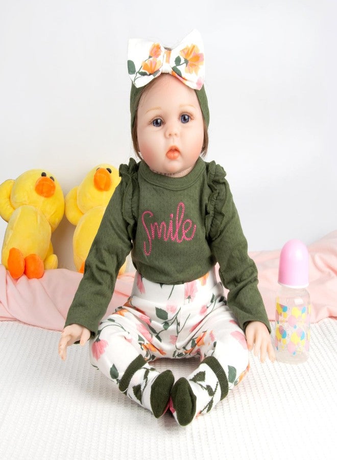Pedolltree ملابس دمى الأطفال المولودين - مجموعة إكسسوارات 4 قطع باللون الأخضر العسكري لدمى الأطفال المولودين من 17-22 بوصة الفتاة المولودة حديثًا - Image 2