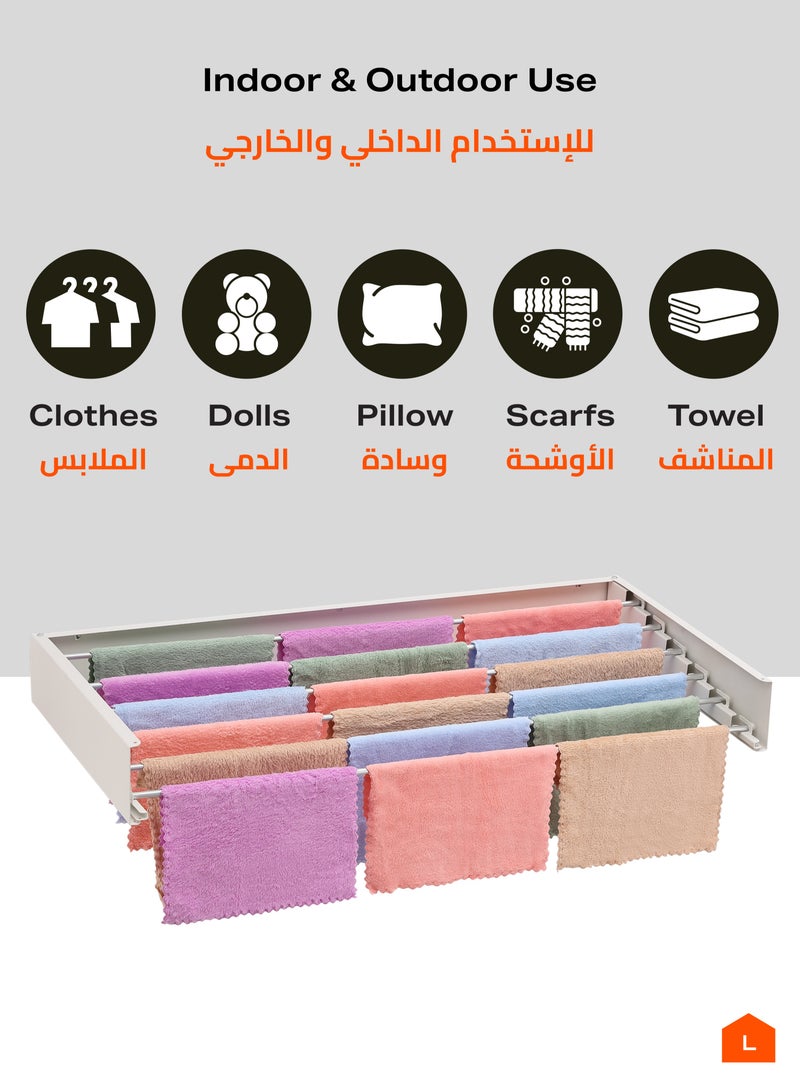 LAWAZIM Step Up Laundry Drying Rack Wall Mounted with Wall Template and Long Screwdriver Bit - White - Space-Saving, Multi-Use Drying Rack  with Easy Installation - Ideal for Clothes and Towels - Image 3