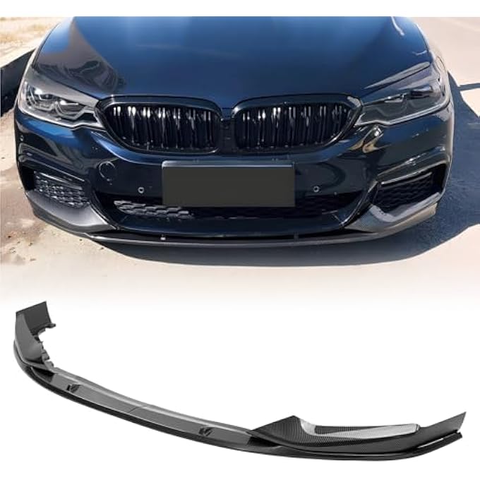 JTFF 4pcs Front Bumper Lip Splitter Spoiler Compatible with 2018-2020 BMW G30 G38 5 Series M Sport MP Style, Car Body Kit Accessories Front Lip Splitter, (Carbon Fiber) - Image 1