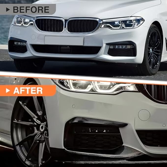 JTFF 4pcs Front Bumper Lip Splitter Spoiler Compatible with 2018-2020 BMW G30 G38 5 Series M Sport MP Style, Car Body Kit Accessories Front Lip Splitter, (Carbon Fiber) - Image 4