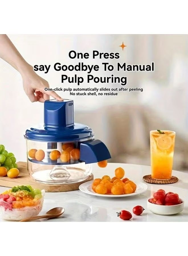 Blue Rechargeable Electric Grape Peeler and Slicer, Automatic Fruit and Vegetable Cutter for Grapes Tomato Garlic Plum, USB Rechargeable Cordless Food Prep Machine, Compact Kitchen Helper for Home and Small Shops - Image 2