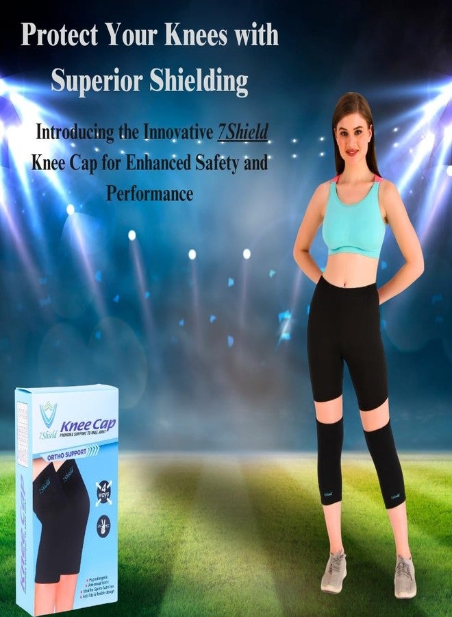 7Shield Knee Cap Gym Brace/Sleeves Pair For pain relief, Knee Compression Support, Exercise, Running, Cycling, Cricket, Knee Cap Guard Knee Support For Men And Women-Black - Image 2