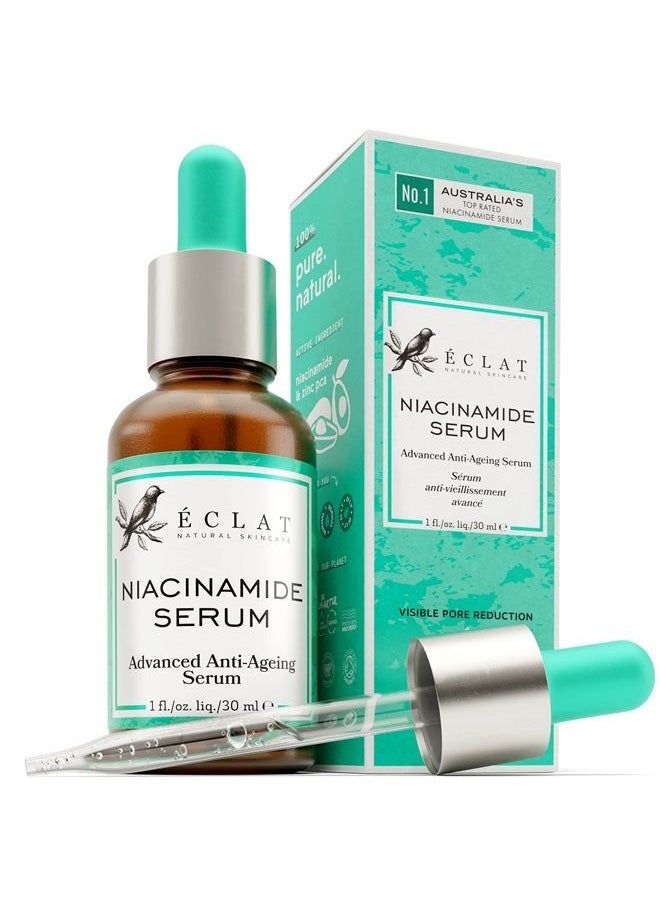 Eclat Skincare Niacinamide Serum for Face 20% - Firming, Hydrating, Brightening Serum with Zinc & Hyaluronic Acid for All Skin Types - Reduces Wrinkles, Pores, Hyperpigmentation - Dermatologist Developed, 30ml  - Image 1