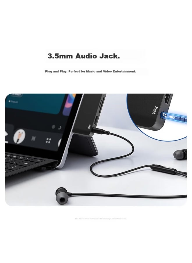 Isky Docking Station For Microsoft Surface Pro 12-inch Type-c Direct Plug Card Hub 4k Hdmi Video Usb Audio Adapter Expansion Dock Black - Image 5