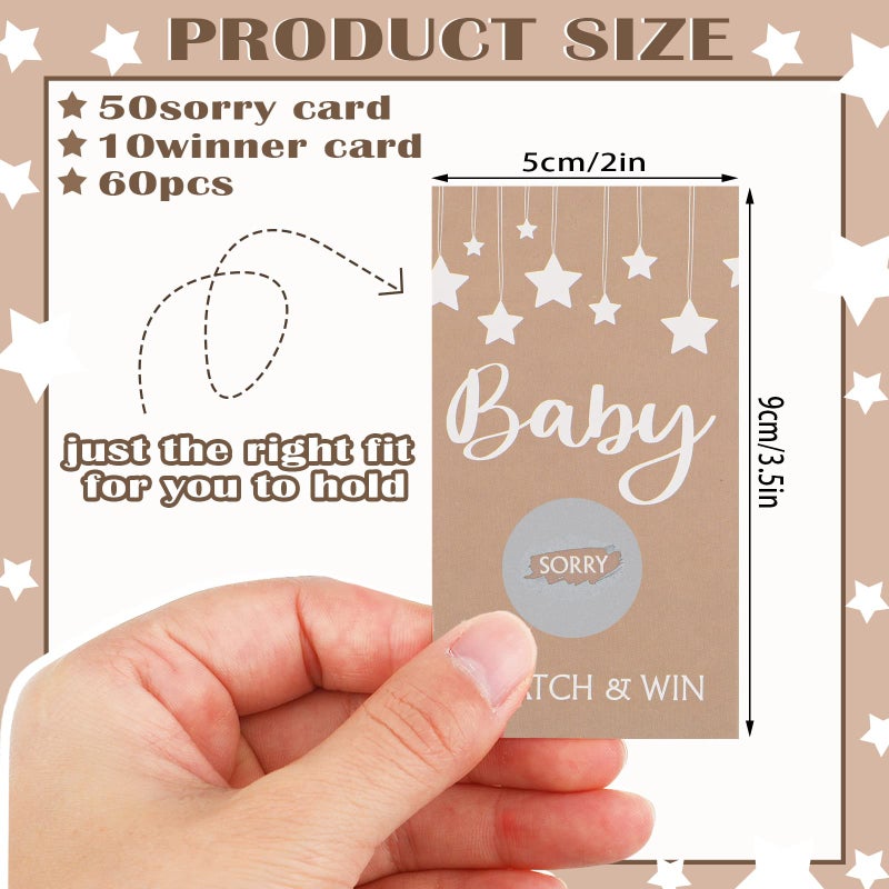 Yinder 60 Pcs Baby Shower Games Rustic Scratch off Cards Raffle Ticket for Baby Shower Party Games Activity Supplies Birthday Wedding Favor - Image 2