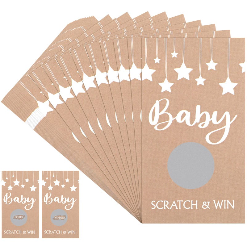 Yinder 60 Pcs Baby Shower Games Rustic Scratch off Cards Raffle Ticket for Baby Shower Party Games Activity Supplies Birthday Wedding Favor - Image 1