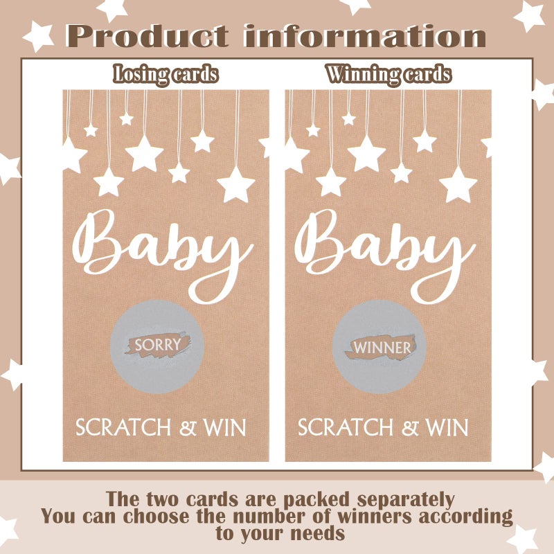 Yinder 60 Pcs Baby Shower Games Rustic Scratch off Cards Raffle Ticket for Baby Shower Party Games Activity Supplies Birthday Wedding Favor - Image 3