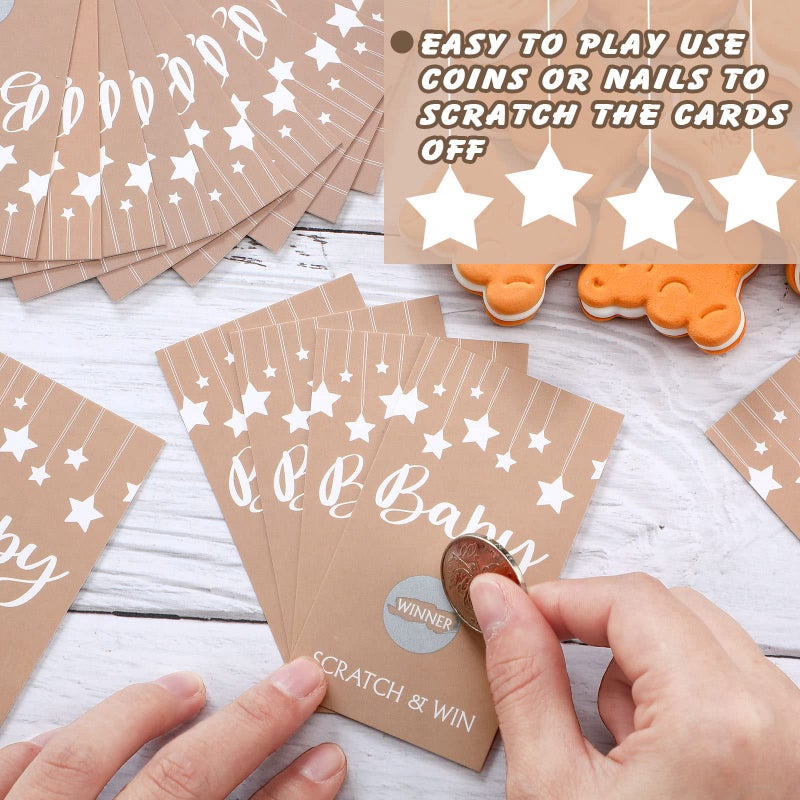 Yinder 60 Pcs Baby Shower Games Rustic Scratch off Cards Raffle Ticket for Baby Shower Party Games Activity Supplies Birthday Wedding Favor - Image 4