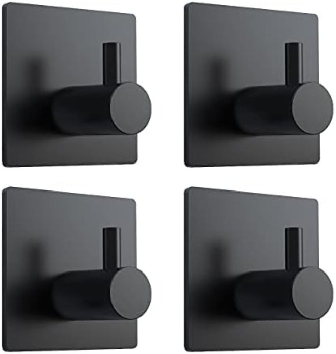 VIS'V Adhesive Towel Hooks, Waterproof Shower Wall Stick on Hooks, 2 Extra Adhesive Strips, White, 4 Pcs - Image 1
