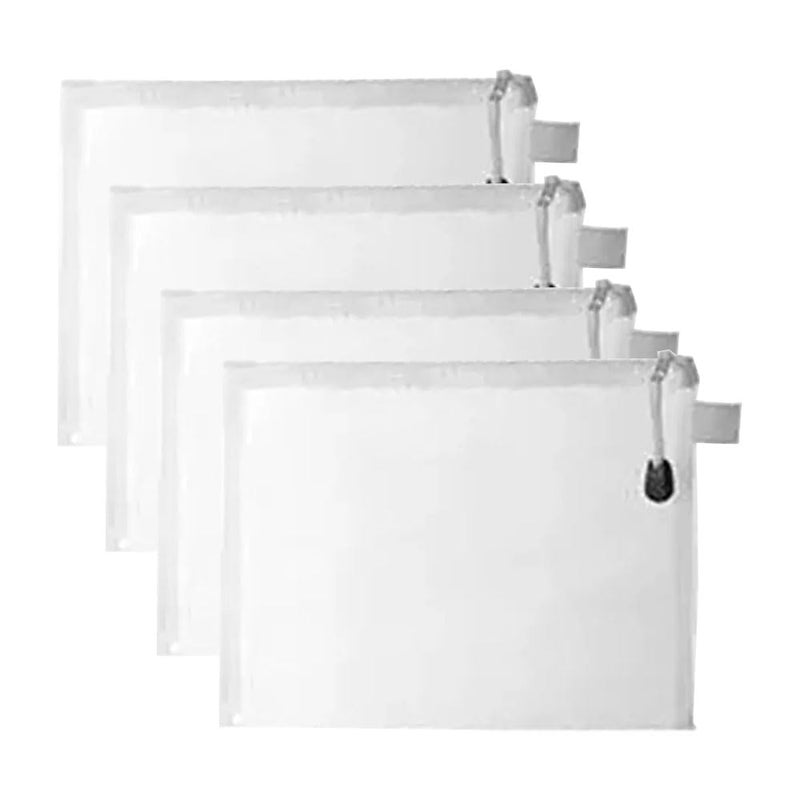 pepplo Minimalist Transparent Mesh Storage Bags, Envelope Bag, Document Bag, Zipper Bag, Bill Organizer, Stationery Bag, School Supplies, Office Supplies, Zipper Test Paper Information Bag (Medium, 4 Pieces) - Image 1
