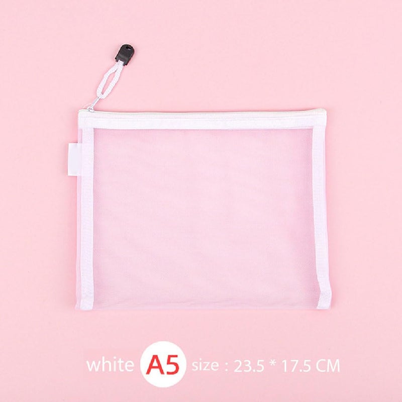 pepplo Minimalist Transparent Mesh Storage Bags, Envelope Bag, Document Bag, Zipper Bag, Bill Organizer, Stationery Bag, School Supplies, Office Supplies, Zipper Test Paper Information Bag (Medium, 4 Pieces) - Image 3