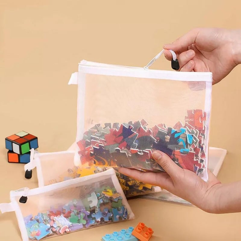 pepplo Minimalist Transparent Mesh Storage Bags, Envelope Bag, Document Bag, Zipper Bag, Bill Organizer, Stationery Bag, School Supplies, Office Supplies, Zipper Test Paper Information Bag (Medium, 4 Pieces) - Image 5