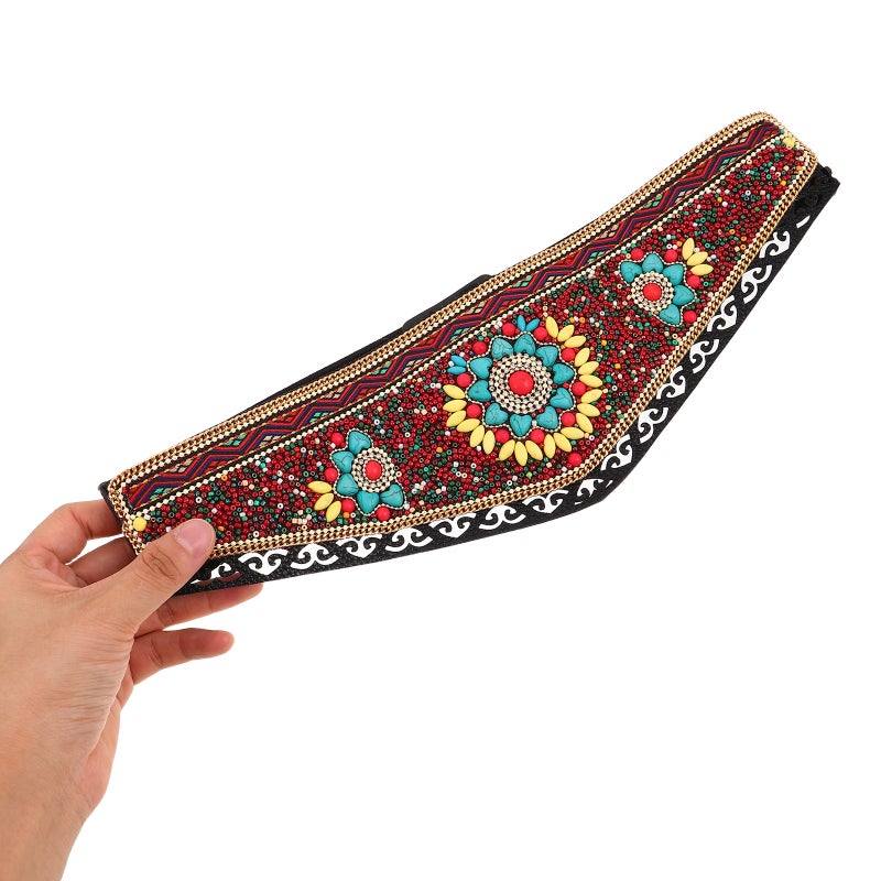Elastic Waist Belt With With Beads - Bohemian Adjustable Wide Tribal Waist Chain For Women Dancing Dress Dance Festival Outfits - Image 2