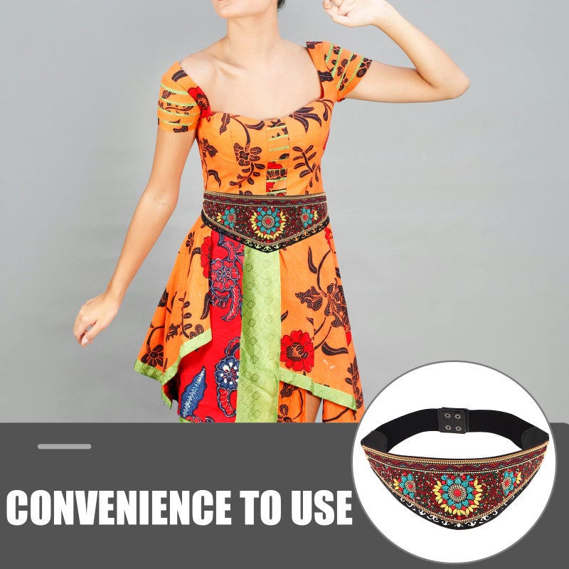 Elastic Waist Belt With With Beads - Bohemian Adjustable Wide Tribal Waist Chain For Women Dancing Dress Dance Festival Outfits - Image 5