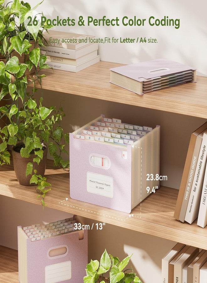EcoStash Accordian File Organizer, 26 Pockets Wheat Straw Expanding File Folders, Upright&Open Top, A-Z Bill Receipt Organizer, 100% BPA Free, Return to Nature, Healthy Living, Letter/A4 Size-Lavender Purple - Image 3