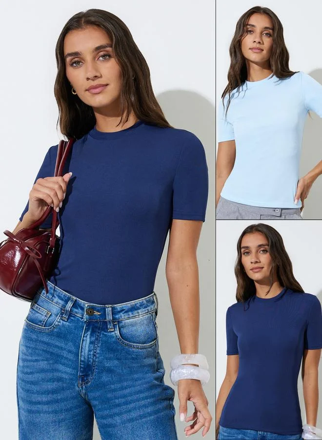Styli Pack of 2 - Short Sleeve Knit Tops