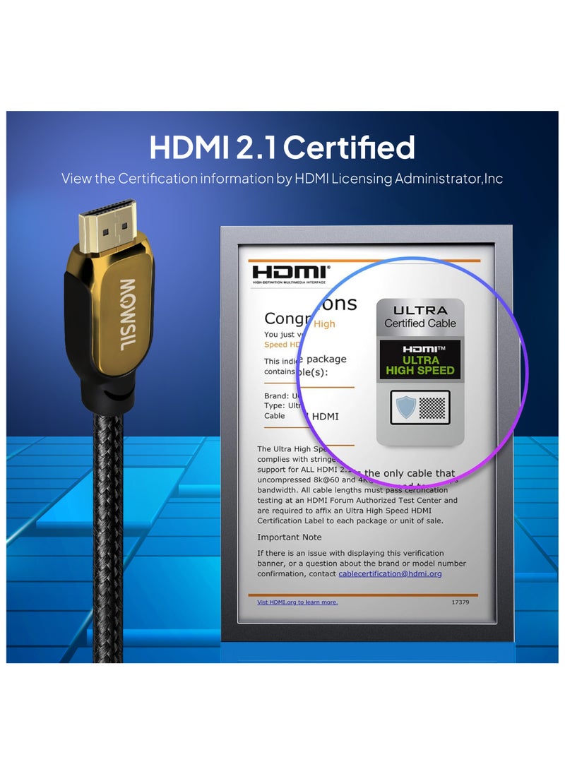 MOWSIL 8K HDMI Cable 2.1 5Mtr, 8K@60Hz HDMI 2.1 48Gbps High-Speed HDMI to HDMI Video Ultra HD 3D 8K HDMI Braided Compatible with MacBook Pro TV Switch Xbox PS5 Laptop  - Image 4