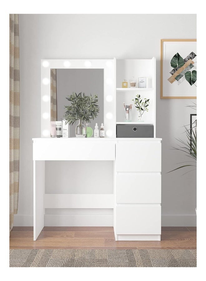 NKX Makeup Vanity with Multiple Shelves and Drawers White - Image 2