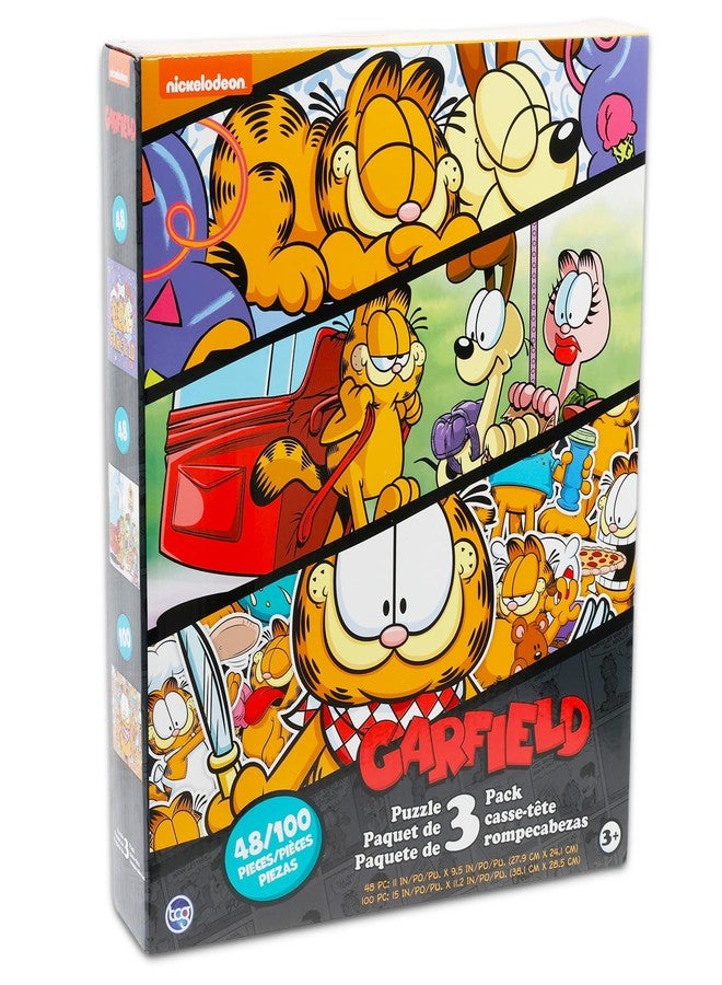 Garfield Jigsaw Puzzle Set - 3 Pack Bundle with Two 48 Pc Puzzles, One 100 Pc Puzzle Plus Stickers and More for Kids, Adults | Garfield Toys for Boys, Girls - Image 3