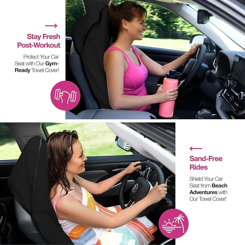 lebogner Car Seat Towel Cover for Post Gym Workout, Running, Swimming, and Hiking, 2 Pack Universal Fit Anti-Slip Waterproof Sweating Bucket Seat Protector for Cars, SUVs and Trucks Multi-use upgraded craftsmanship - Image 3
