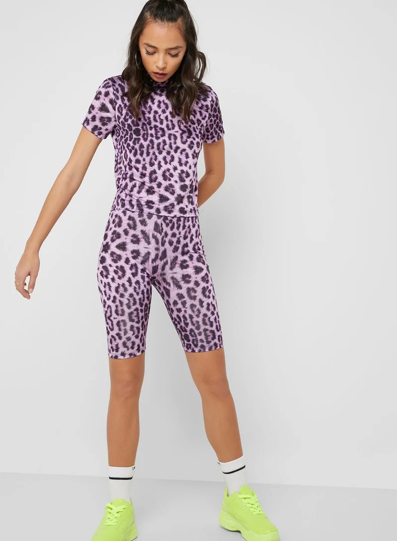 THE RAGGED PRIEST Leopard Print Cycling Shorts