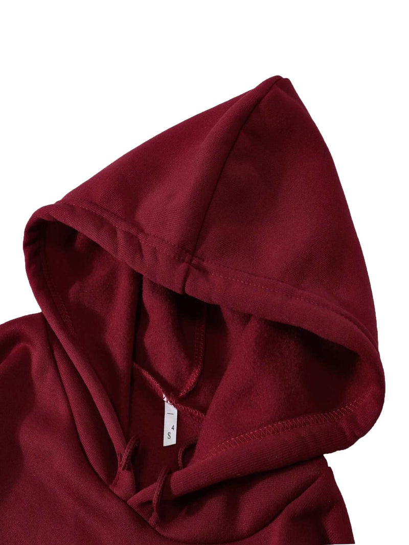 TOPLOT Women's Wool Blend Solid Hoodie with Hooded Neck & Full Sleeve (Hoodie-5047-Maroon-XL) - Image 3