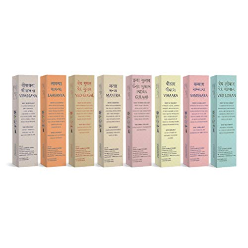 Anant Aromatherapy Hand-Rolled Samsaara | Vipassana | Ved Gugal | Vihaara | Ved Loban | Lavaanya | Indra Gulab | Mantra Incense Sticks/Agarbatti (40 Sticks Box) Pack of 8 - Image 3