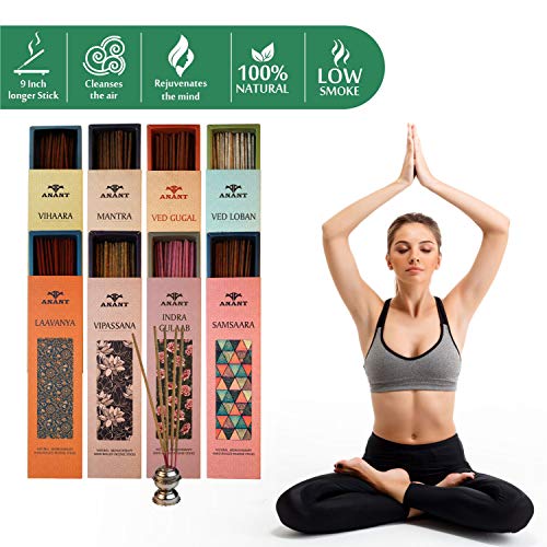 Anant Aromatherapy Hand-Rolled Samsaara | Vipassana | Ved Gugal | Vihaara | Ved Loban | Lavaanya | Indra Gulab | Mantra Incense Sticks/Agarbatti (40 Sticks Box) Pack of 8 - Image 4
