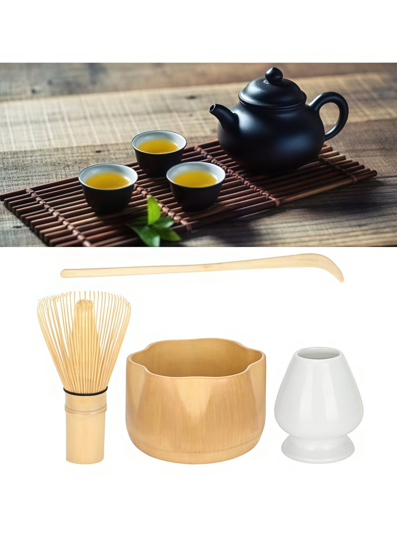 MIXDE 4-piece Japanese Matcha Set with Spout,  Matcha Bowl+Whisk Holder+Bamboo Whisk+Spoon,for Traditional Tea Ceremony-Coarse Ceramic Perfect Handmade Matcha Kit to Prepare Traditional Matcha Tea, 100% Natural Matcha Gift Kit - Image 1