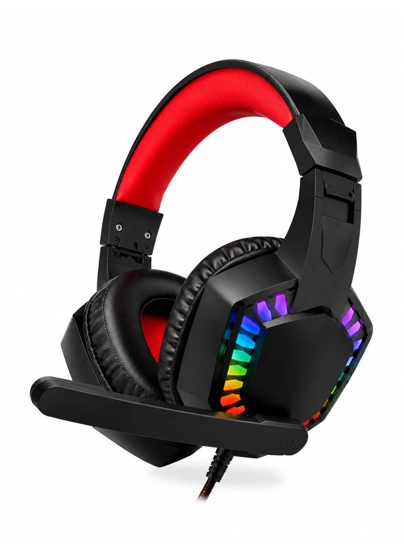 Golden King GoldenKing GE113 Wired Gaming Headset with RGB Lighting – Gaming Headphones with Built-in Microphone for PC & Laptop - Image 2