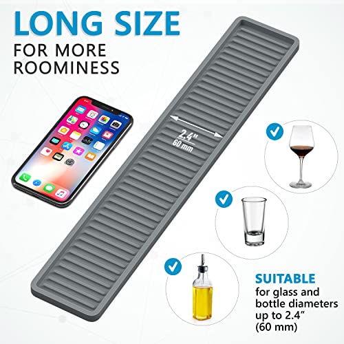 Z ZAPPOWARE ZAPPOWARE Kitchen Sink Narrow Silicone Holder Tray 17.7"x3.1", Vanity & Bathroom Organizer, Gray - Image 3