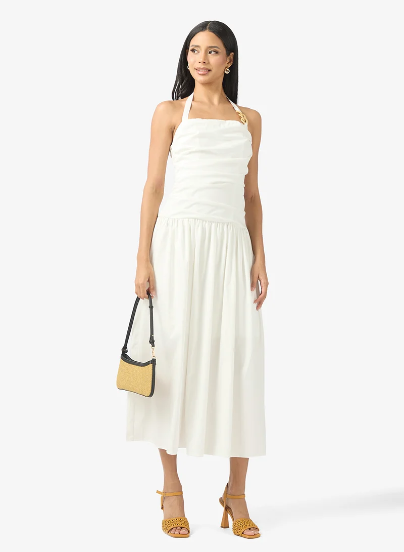 ELLA  Ruched Bodice Halter Neck Dress for Women | Best Price UAE