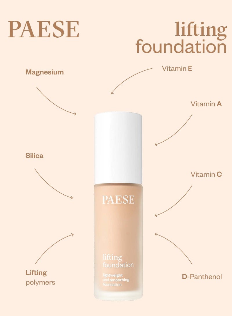 Paese Liquid Lifting Smoothing Foundation Medium Coverage Matte Finish, Anti-Aging Lifting Effect, Lightweight Long-Lasting Formula 103 Golden Beige 30 ml - Image 4