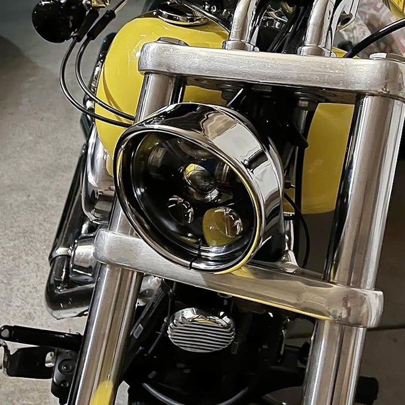 HDBUBALUS 5.75 Inch Visor Headlight Trim Ring 5 3/4" Head Lamp Decorative Ring Fit for Harley Sportster 883 1200 Forty Eight Dyna Softail Chrome 1 Pc - Image 2