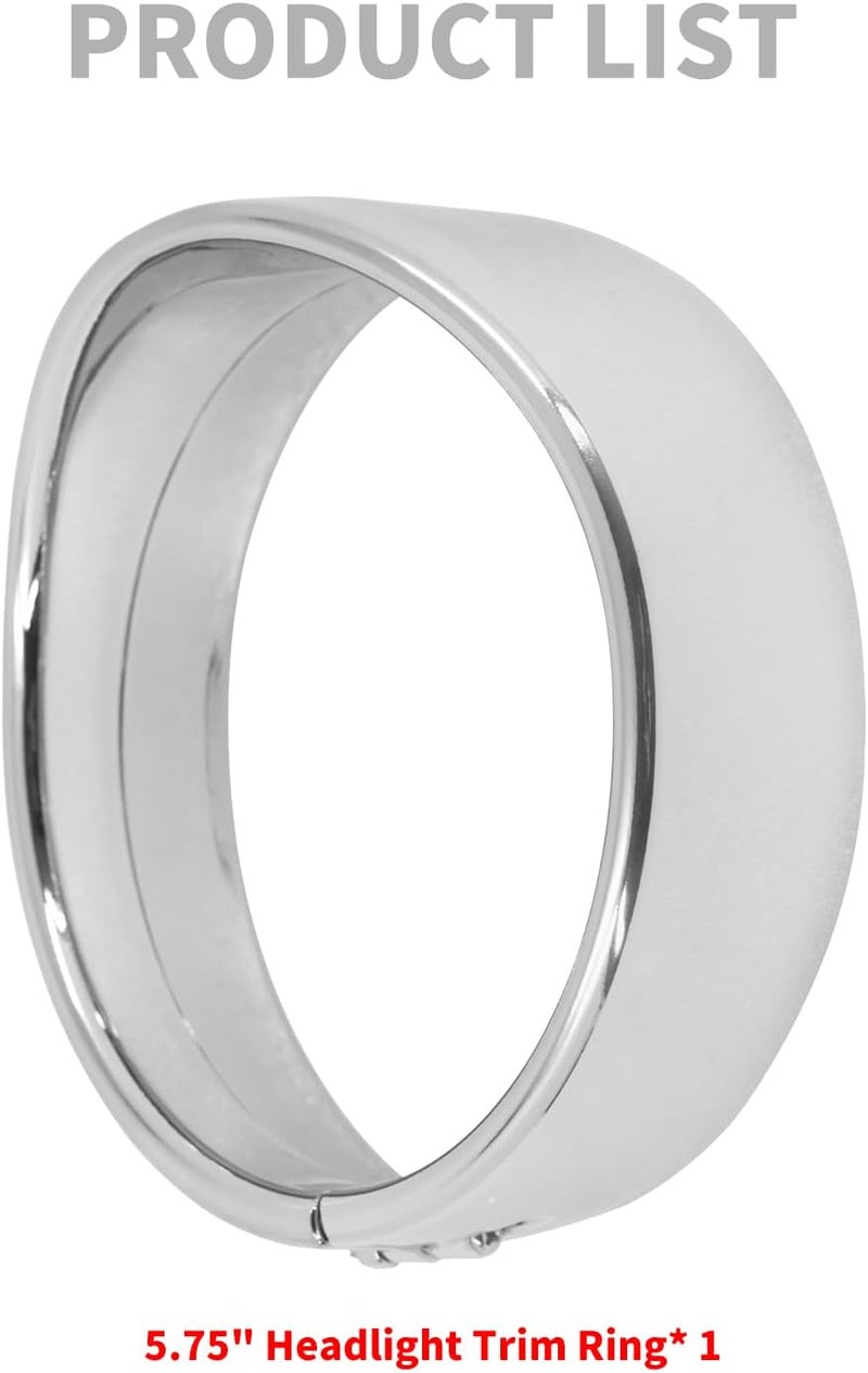 HDBUBALUS 5.75 Inch Visor Headlight Trim Ring 5 3/4" Head Lamp Decorative Ring Fit for Harley Sportster 883 1200 Forty Eight Dyna Softail Chrome 1 Pc - Image 5