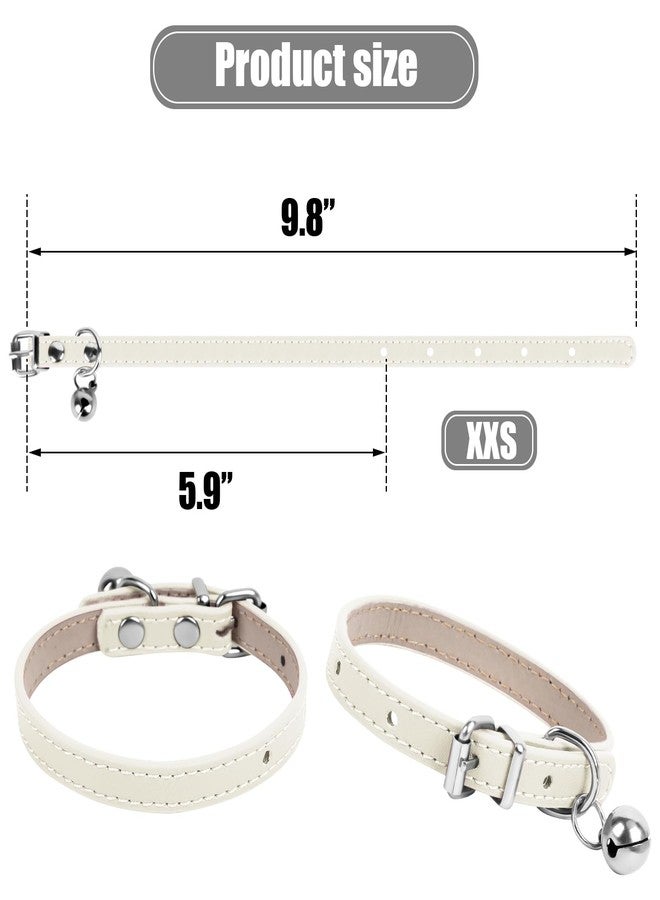 ChengFu XXS Dog Collar Teacup Dog Collars, White Dogs Collars, Teacup Dog Collars for Small Dogs Cats, White, 3/8 inch Width - Image 2